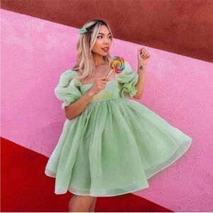 Selkie x Revolve The Puff Dress in Milky Jade